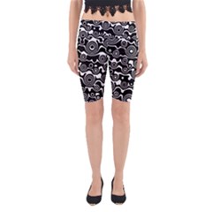 Abstract Black And White Bubble Pattern Yoga Cropped Leggings