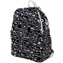 Abstract Black And White Bubble Pattern Top Flap Backpack by SpinnyChairDesigns