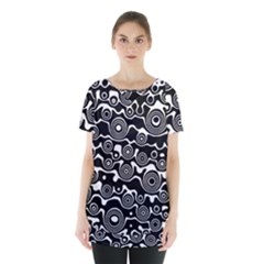 Abstract Black And White Bubble Pattern Skirt Hem Sports Top by SpinnyChairDesigns