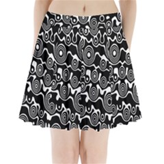 Abstract Black And White Bubble Pattern Pleated Mini Skirt by SpinnyChairDesigns