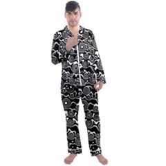 Abstract Black And White Bubble Pattern Men s Long Sleeve Satin Pyjamas Set by SpinnyChairDesigns