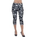 Abstract Black and White Bubble Pattern Lightweight Velour Capri Leggings  View1