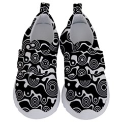 Abstract Black And White Bubble Pattern Kids  Velcro No Lace Shoes by SpinnyChairDesigns