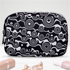 Abstract Black And White Bubble Pattern Make Up Pouch (small) by SpinnyChairDesigns