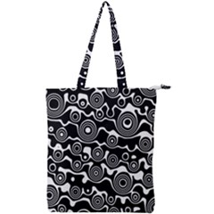 Abstract Black And White Bubble Pattern Double Zip Up Tote Bag by SpinnyChairDesigns