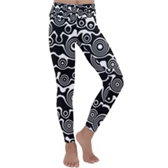 Abstract Black And White Bubble Pattern Kids  Lightweight Velour Classic Yoga Leggings