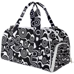 Abstract Black And White Bubble Pattern Burner Gym Duffel Bag by SpinnyChairDesigns