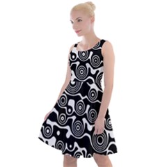 Abstract Black And White Bubble Pattern Knee Length Skater Dress by SpinnyChairDesigns