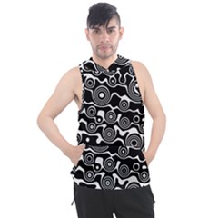 Abstract Black And White Bubble Pattern Men s Sleeveless Hoodie by SpinnyChairDesigns