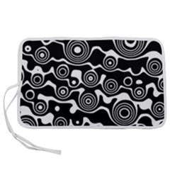 Abstract Black And White Bubble Pattern Pen Storage Case (m) by SpinnyChairDesigns