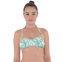 Turquoise Light Green Butterfly Pattern Halter Bandeau Bikini Top by SpinnyChairDesigns