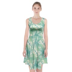 Turquoise Light Green Butterfly Pattern Racerback Midi Dress by SpinnyChairDesigns