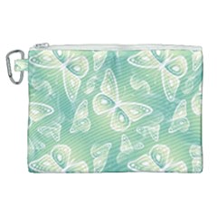 Turquoise Light Green Butterfly Pattern Canvas Cosmetic Bag (xl) by SpinnyChairDesigns