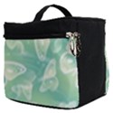 Turquoise Light Green Butterfly Pattern Make Up Travel Bag (Small) View2