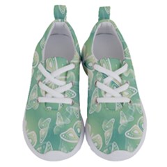 Turquoise Light Green Butterfly Pattern Running Shoes by SpinnyChairDesigns