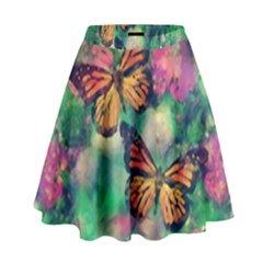 Watercolor Monarch Butterflies High Waist Skirt by SpinnyChairDesigns