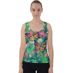 Watercolor Monarch Butterflies Velvet Tank Top by SpinnyChairDesigns