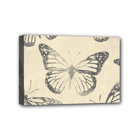 Vintage Ink Stamp On Paper Monarch Butterfly Mini Canvas 6  X 4  (stretched) by SpinnyChairDesigns