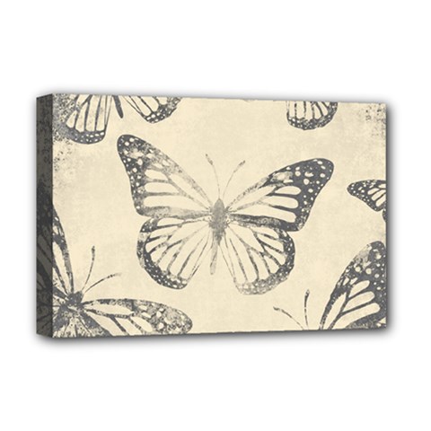 Vintage Ink Stamp On Paper Monarch Butterfly Deluxe Canvas 18  X 12  (stretched) by SpinnyChairDesigns