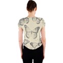 Vintage Ink Stamp on Paper Monarch Butterfly Crew Neck Crop Top View2