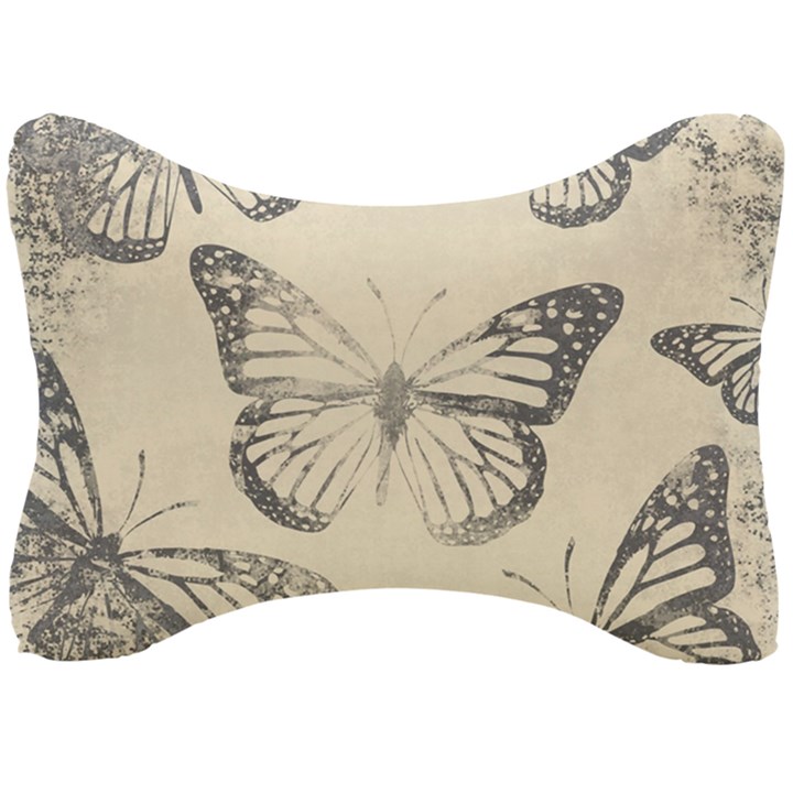 Vintage Ink Stamp on Paper Monarch Butterfly Seat Head Rest Cushion