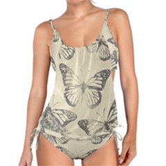 Vintage Ink Stamp On Paper Monarch Butterfly Tankini Set by SpinnyChairDesigns