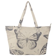 Vintage Ink Stamp On Paper Monarch Butterfly Full Print Shoulder Bag by SpinnyChairDesigns