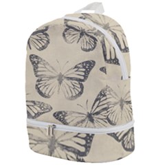 Vintage Ink Stamp On Paper Monarch Butterfly Zip Bottom Backpack by SpinnyChairDesigns