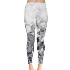 Black And White Abstract Mosaic Pattern Leggings  by SpinnyChairDesigns