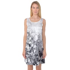 Black And White Abstract Mosaic Pattern Sleeveless Satin Nightdress by SpinnyChairDesigns