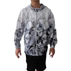 Black And White Abstract Mosaic Pattern Kids  Hooded Windbreaker by SpinnyChairDesigns