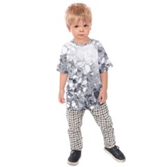 Black And White Abstract Mosaic Pattern Kids  Raglan Tee