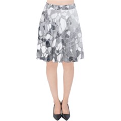 Black And White Abstract Mosaic Pattern Velvet High Waist Skirt by SpinnyChairDesigns