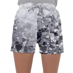 Black And White Abstract Mosaic Pattern Sleepwear Shorts by SpinnyChairDesigns