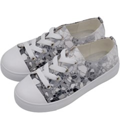 Black And White Abstract Mosaic Pattern Kids  Low Top Canvas Sneakers by SpinnyChairDesigns