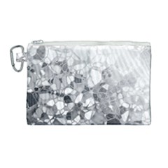 Black And White Abstract Mosaic Pattern Canvas Cosmetic Bag (large) by SpinnyChairDesigns