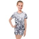 Black and White Abstract Mosaic Pattern Kids  Mesh Tee and Shorts Set View1