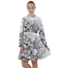 Black And White Abstract Mosaic Pattern All Frills Chiffon Dress by SpinnyChairDesigns