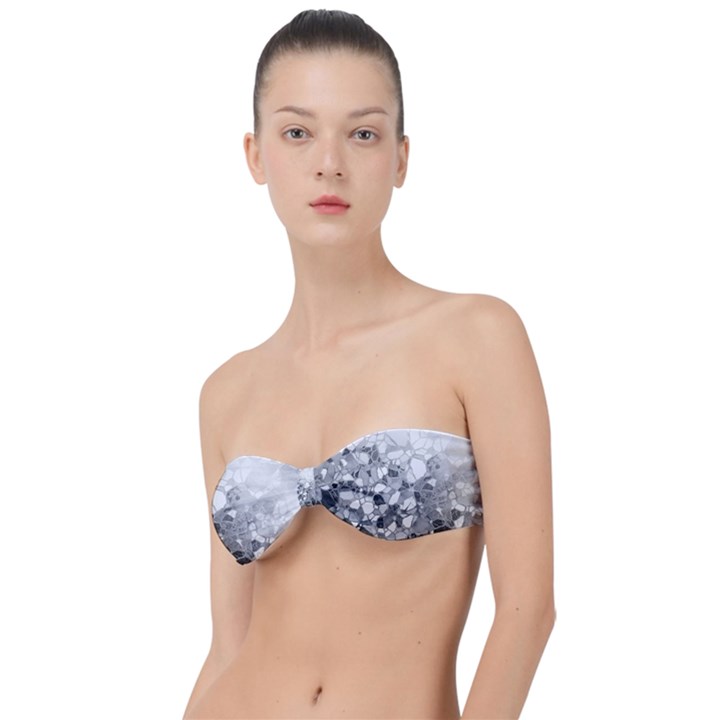 Black and White Abstract Mosaic Pattern Classic Bandeau Bikini Top 