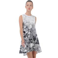 Black And White Abstract Mosaic Pattern Frill Swing Dress by SpinnyChairDesigns