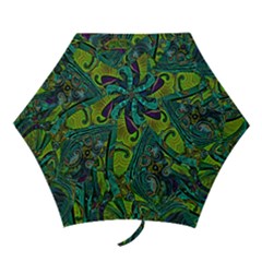 Jungle Print Green Abstract Pattern Mini Folding Umbrellas by SpinnyChairDesigns