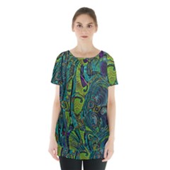 Jungle Print Green Abstract Pattern Skirt Hem Sports Top by SpinnyChairDesigns