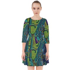 Jungle Print Green Abstract Pattern Smock Dress by SpinnyChairDesigns