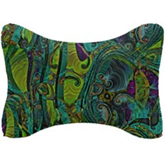 Jungle Print Green Abstract Pattern Seat Head Rest Cushion by SpinnyChairDesigns