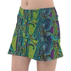 Jungle Print Green Abstract Pattern Tennis Skorts by SpinnyChairDesigns