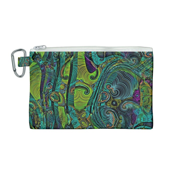 Jungle Print Green Abstract Pattern Canvas Cosmetic Bag (Medium)