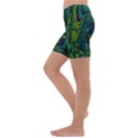 Jungle Print Green Abstract Pattern Kids  Lightweight Velour Capri Yoga Leggings View2