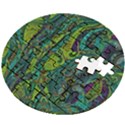 Jungle Print Green Abstract Pattern Wooden Puzzle Round View2