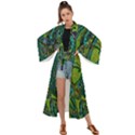 Jungle Print Green Abstract Pattern Maxi Kimono View1