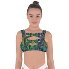 Jungle Print Green Abstract Pattern Bandaged Up Bikini Top by SpinnyChairDesigns